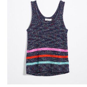 Loft Lou & Grey Multi Striped Marled Knit Sweater Tank Vest M
